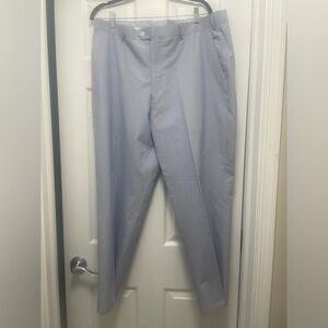 38W 32 L Adolfo Blue and White Pinstripe Faux Seersucker Pants